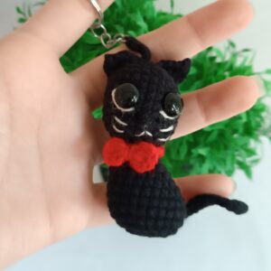 Crochet plush cat bag charm
