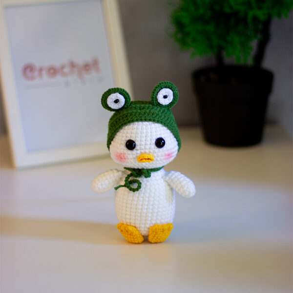 Tiny Duck in Frog Hat Crochet Pattern