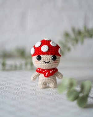 Mushroom Buddy Keychain – Crochet Plush 9 cm