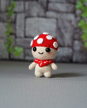 Mushroom Buddy Keychain – Crochet Plush 9 cm