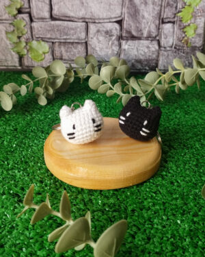 Handmade Crochet Kitty Keychain Set