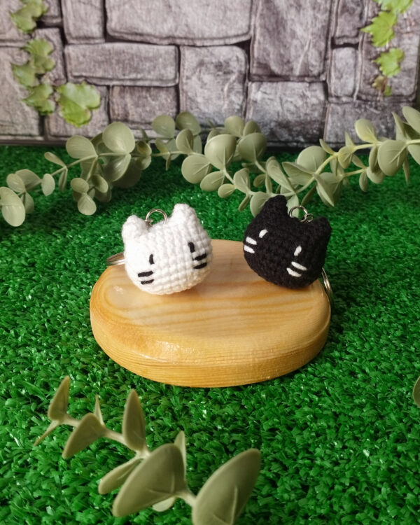 Handmade Crochet Kitty Keychain Set