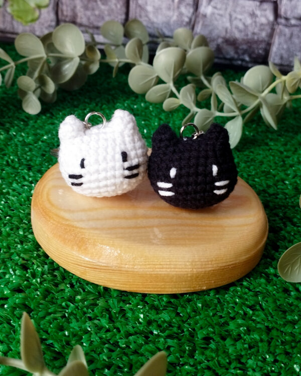 Handmade Crochet Kitty Keychain Set