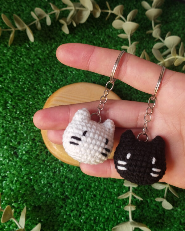 Handmade Crochet Kitty Keychain Set