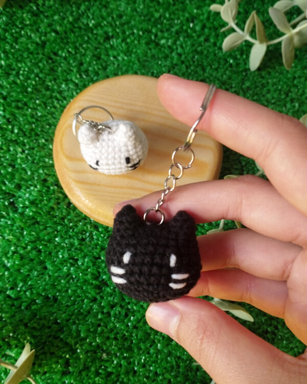 Handmade Crochet Kitty Keychain Set
