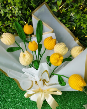 Tulip Flower Crochet Bouquet – 9 Handmade Stems
