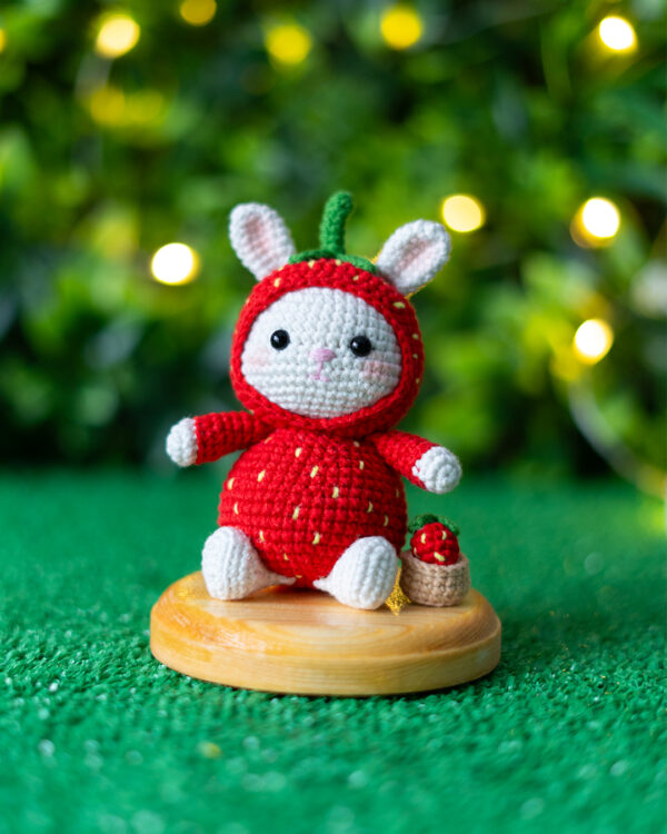 Strawberry Bunny Crochet Doll – 12 cm