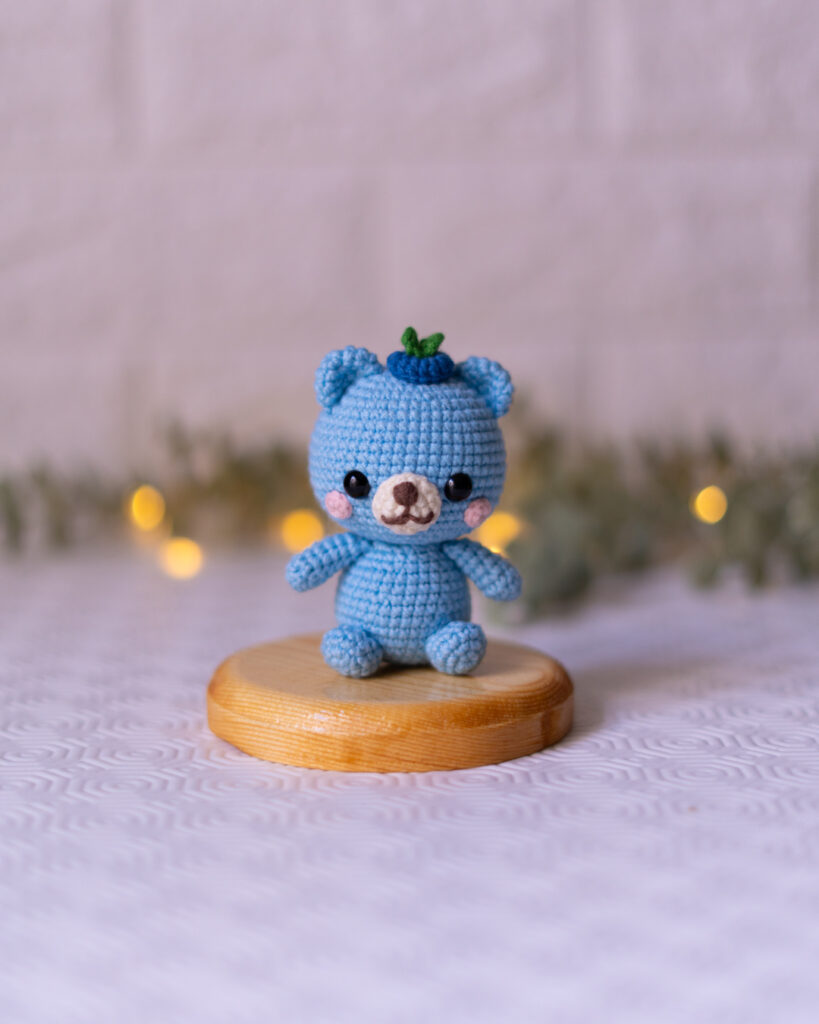Blueberry Bear Crochet Doll – 10 cm