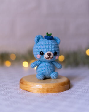 Blueberry Bear Crochet Doll – 10 cm