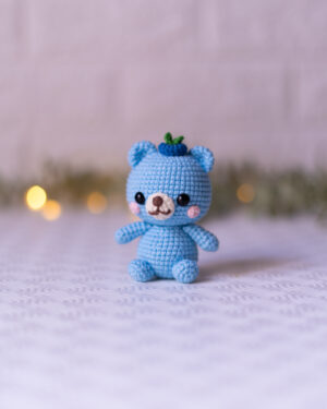 Blueberry Bear Crochet Doll – 10 cm