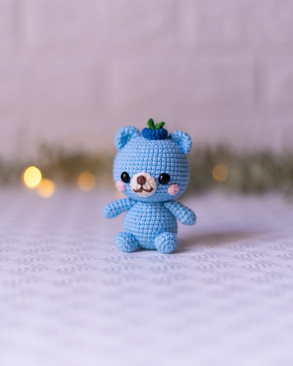 Blueberry Bear Crochet Doll – 10 cm