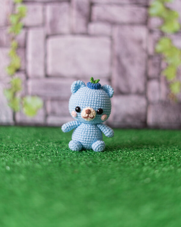 Blueberry Bear Crochet Doll – 10 cm