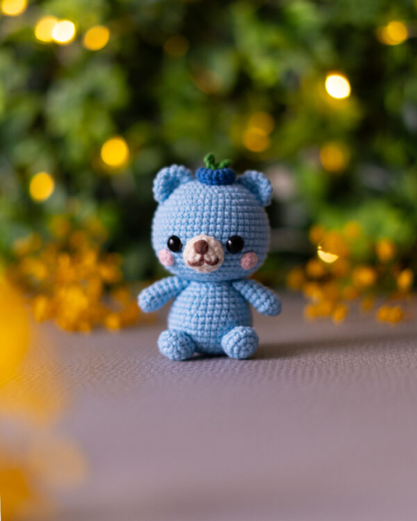 Blueberry Bear Crochet Doll – 10 cm