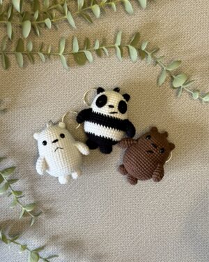 Handmade crochet We Bare Bears – 8 cm Set: Panda, Ice Bear & Grizzly