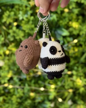 Handmade crochet We Bare Bears – 8 cm Set: Panda, Ice Bear & Grizzly
