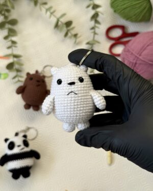 Handmade crochet We Bare Bears – 8 cm Set: Panda, Ice Bear & Grizzly