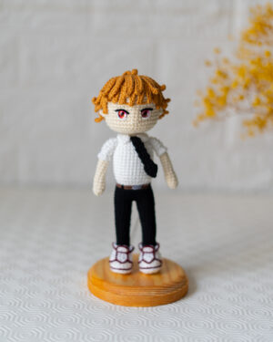 Denji Crochet Doll – Chainsaw Man Inspired – Handmade 19cm Anime Plush