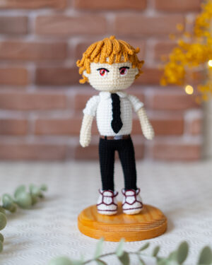 Denji Crochet Doll – Chainsaw Man Inspired – Handmade 19cm Anime Plush