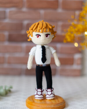 Denji Crochet Doll – Chainsaw Man Inspired – Handmade 19cm Anime Plush