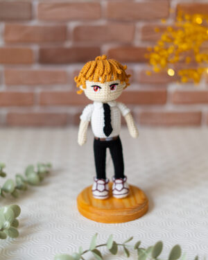 Denji Crochet Doll – Chainsaw Man Inspired – Handmade 19cm Anime Plush