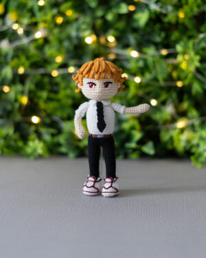 Denji Crochet Doll – Chainsaw Man Inspired – Handmade 19cm Anime Plush