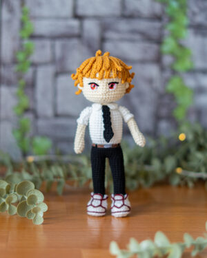 Denji Crochet Doll – Chainsaw Man Inspired – Handmade 19cm Anime Plush
