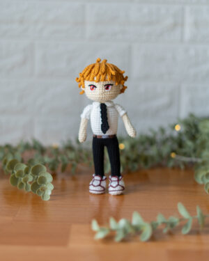 Denji Crochet Doll – Chainsaw Man Inspired – Handmade 19cm Anime Plush