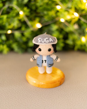 Crochet Suga Doll – Handmade 11cm BTS Amigurumi Keychain