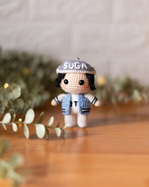 Crochet Suga Doll – Handmade 11cm BTS Amigurumi Keychain