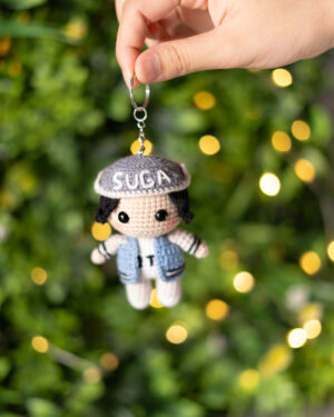 Crochet Suga Doll – Handmade 11cm BTS Amigurumi Keychain
