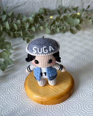 Crochet Suga Doll – Handmade 11cm BTS Amigurumi Keychain