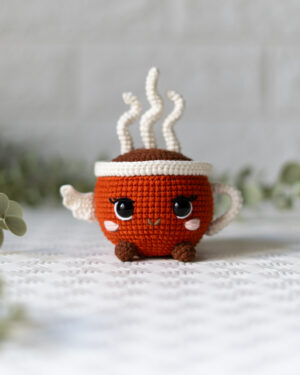 Cute Coffee Cup Crochet Doll – Handmade Kawaii Coffee Amigurumi Decoration