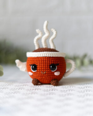 Cute Coffee Cup Crochet Doll – Handmade Kawaii Coffee Amigurumi Decoration