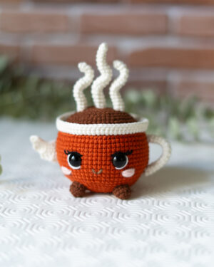 Cute Coffee Cup Crochet Doll – Handmade Kawaii Coffee Amigurumi Decoration