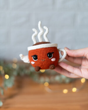 Cute Coffee Cup Crochet Doll – Handmade Kawaii Coffee Amigurumi Decoration