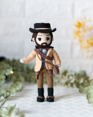 Arthur Morgan Crochet Doll – Red Dead Redemption Inspired – Handmade 20cm Cowboy Amigurumi
