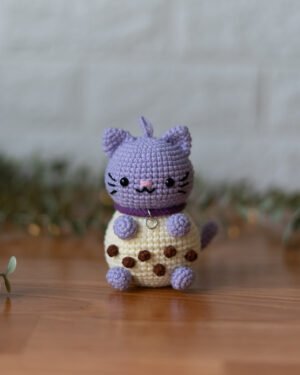 Chibi Boba Cat Crochet Doll – Handmade 11cm Bubble Tea Cat Amigurumi