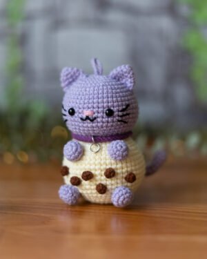 Chibi Boba Cat Crochet Doll – Handmade 11cm Bubble Tea Cat Amigurumi