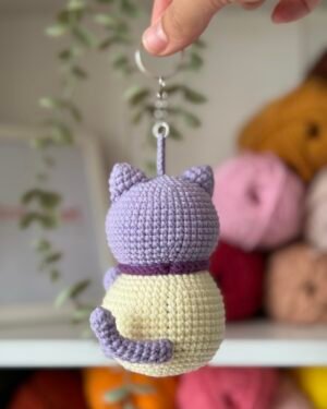 Chibi Boba Cat Crochet Doll – Handmade 11cm Bubble Tea Cat Amigurumi