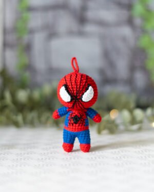 Spider-Man Crochet Keychain – Handmade 10cm Superhero Amigurumi