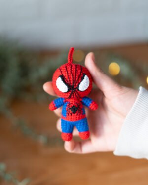 Spider-Man Crochet Keychain – Handmade 10cm Superhero Amigurumi