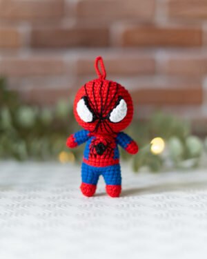 Spider-Man Crochet Keychain – Handmade 10cm Superhero Amigurumi